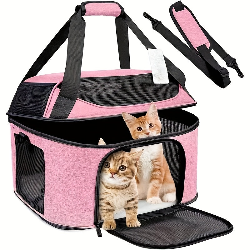 حامل حيوانات أليفة لقطط كبيرة وكلاب صغيرة، يناسب حامل مقعد السيارة للقطط السميكة حتى 9.07 كجم، حامل جانبي ناعم قابل للطي معتمد من شركات الطيران تحت المقعد، حقيبة ظهر