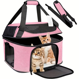 حامل حيوانات أليفة لقطط كبيرة وكلاب صغيرة، يناسب حامل مقعد السيارة للقطط السميكة حتى 9.07 كجم، حامل جانبي ناعم قابل للطي معتمد من شركات الطيران تحت المقعد، حقيبة ظهر