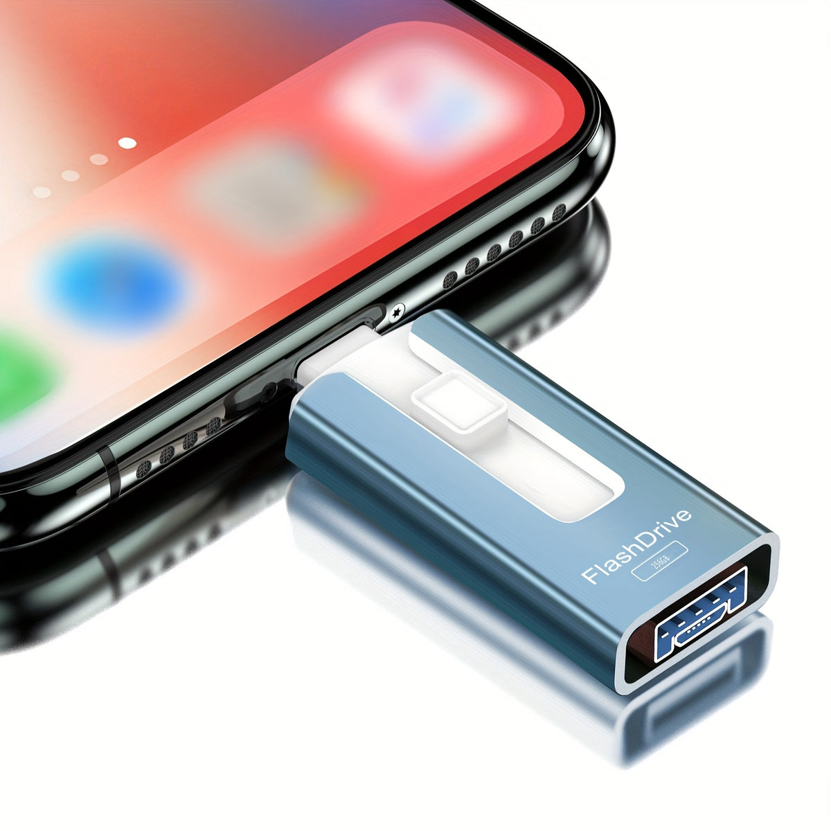 محرك أقراص فلاش USB عالي السرعة للهواتف والأجهزة اللوحية - عصا صور آمنة مع حماية بكلمة مرور، نسخ احتياطي بنقرة واحدة، لسلسلة iPhone 15/14/13 وأكثر