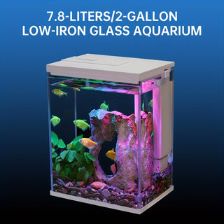 حوض صغير للأكواريوم المكتبي، بإضاءة LED ونظام ترشيح، للمنزل والمكتب