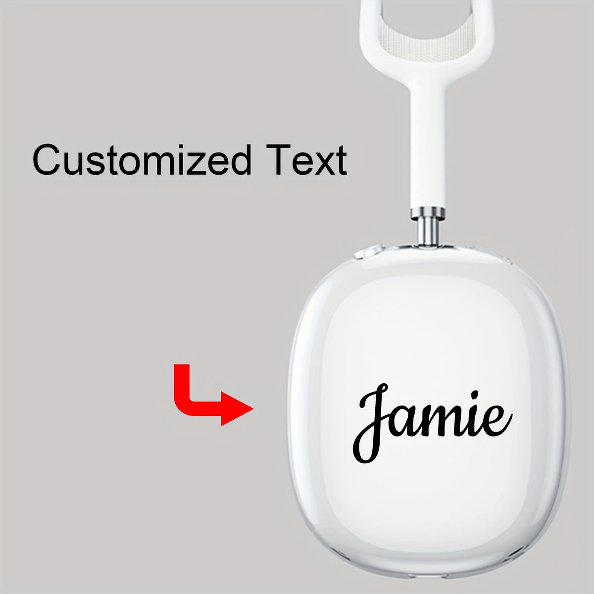 حافظة واقية بشريحة نص مخصصة متوافقة مع AirPods Max، حافظة واقية شفافة من TPU مقاومة للصدمات مخصصة كهدية، مناسبة لحافظة واقية AirPods Max