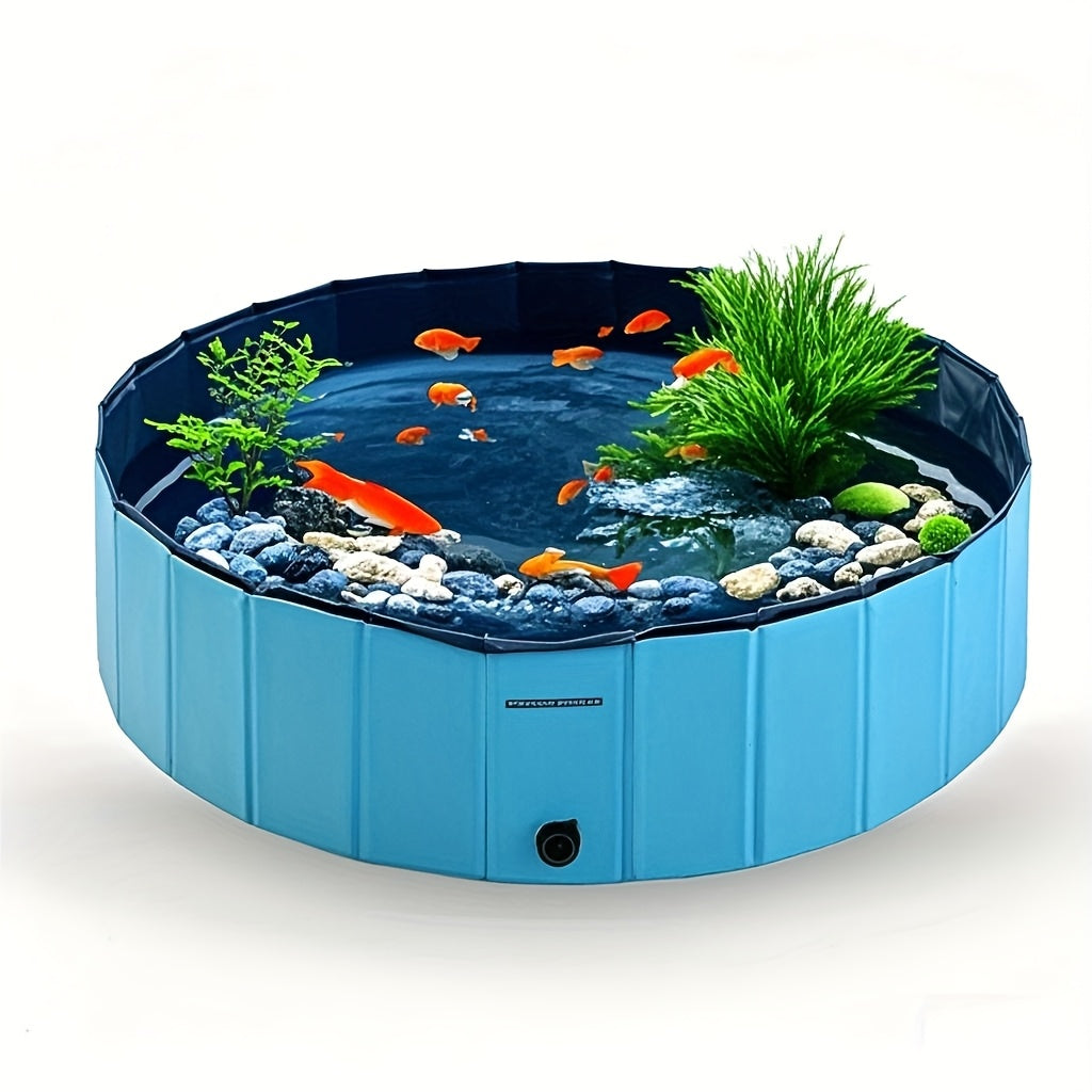 حديقة مائية قابلة للطي - حديقة مائية كبيرة مستديرة مع نباتات صناعية وروcks وFish، استخدام محمول خارجي/داخلي، مثالي للمنزل، والسلحفاة، والديك الرومي، والبط، وتكديس الخضروات، وFish Pond خارجي، وإعداد مائي داخلي، ونباتات مائية زخرفية، وتصميم تخزين سهل