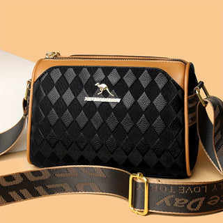 حقيبة بوسطن ذات المقبض الناعم للنساء ، حزام قابل للتعديل ، نمط هندسي ، مناسبة لكل من الكتف والارتداء المتقاطع