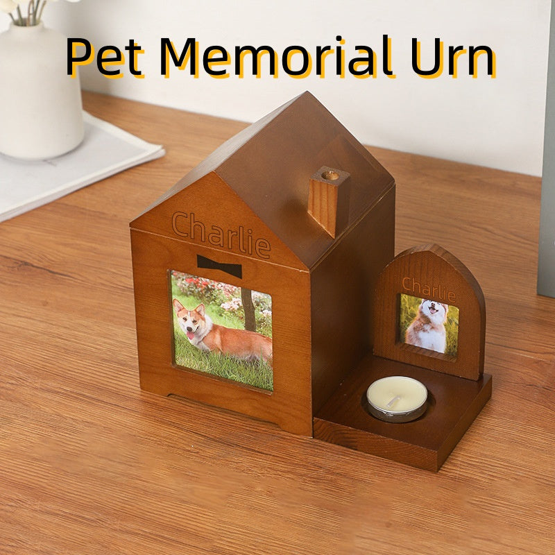 أوعية أخشاب مطلية باليد للحيوانات الأليفة - أوعية تذكارية شخصية مع إطار للصور، أوعية كريمة متينة للقطط والكلاب، أوعية دفن تذكارية | أوعية حيوانات أليفة مزخرفة | أوعية خشبية، أوعية كريمة