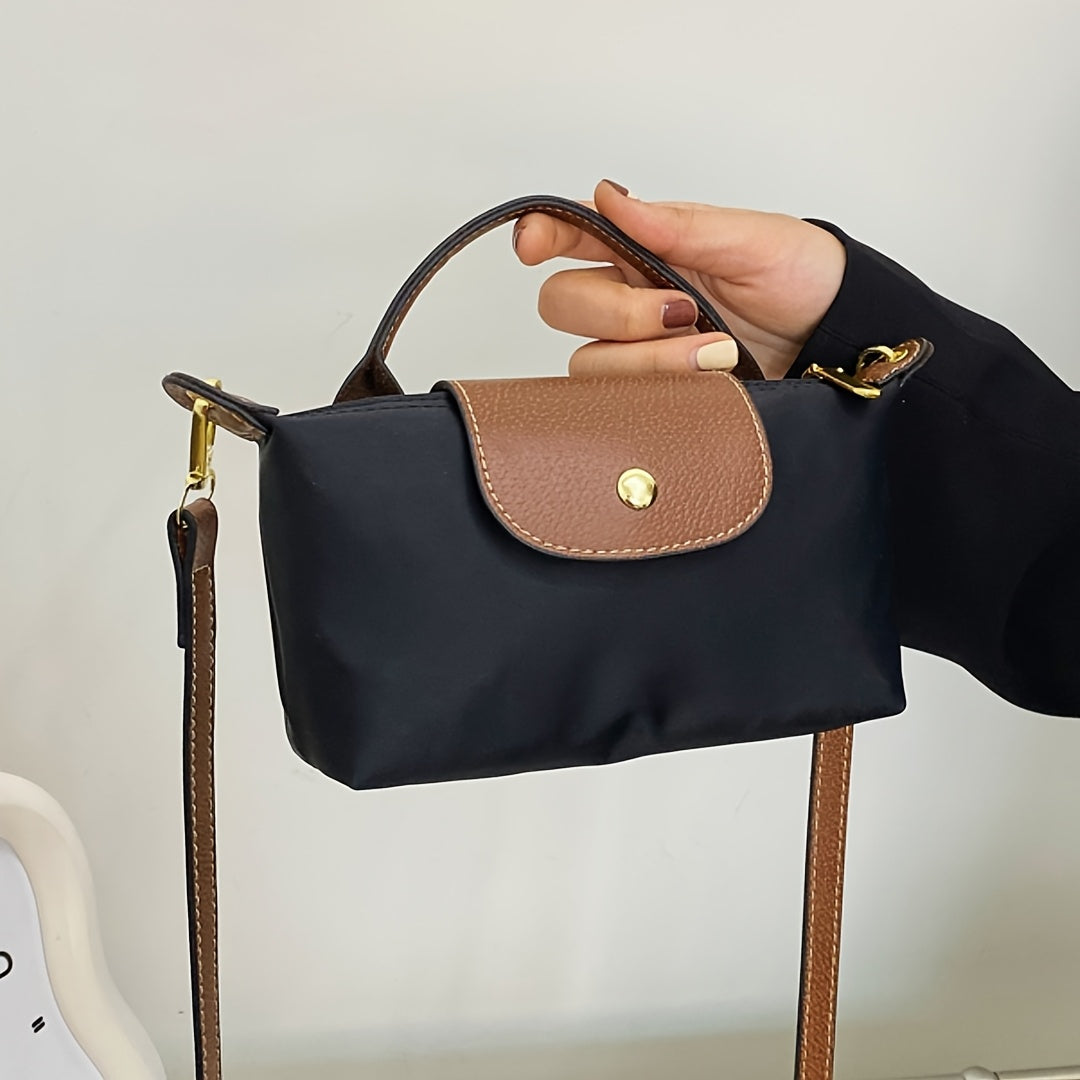 حقيبة يد مستوحاة من الطراز القديم للنساء - تصميم أنيق باللون البيج والبني مع حزام قابل للإزالة، إغلاق مغناطيسي، خفيفة الوزن ومتعددة الاستخدامات للاستعمال اليومي | إكسسوار طلابي | تصميم بسيط | أجزاء معدنية بلون ذهبي