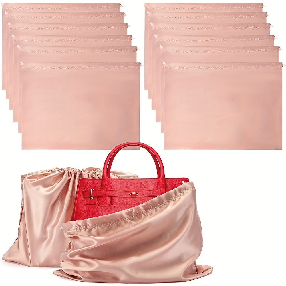 6 قطع أكياس سوداء غير منسوجة برباط للحقائب والمحفظة والأحذية - أكياس تخزين سفر مقاومة للغبار، 59.94x49.78 سم، ألوان متنوعة، تخزين آمن | أكياس متعددة الاستخدامات | إغلاق برباط، منظم تخزين المحفظة