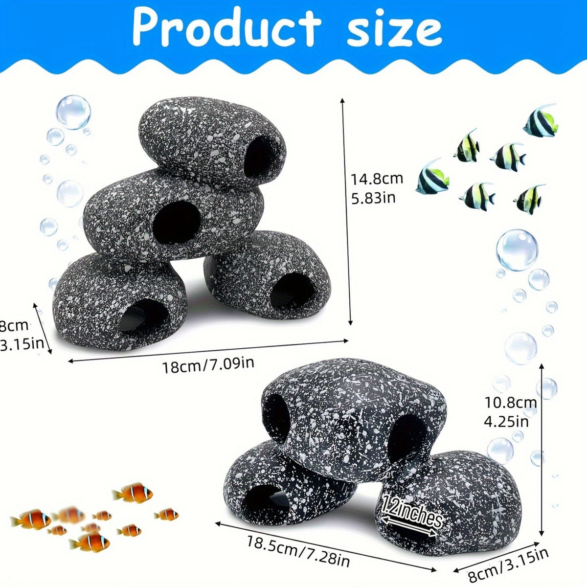 أكواريوم راتنج حجر صناعي بيئة ملجأ، ديكور مناظر طبيعية لخزان الأسماك، مخبأ مناسب لأسماك البط وسمك الصغير