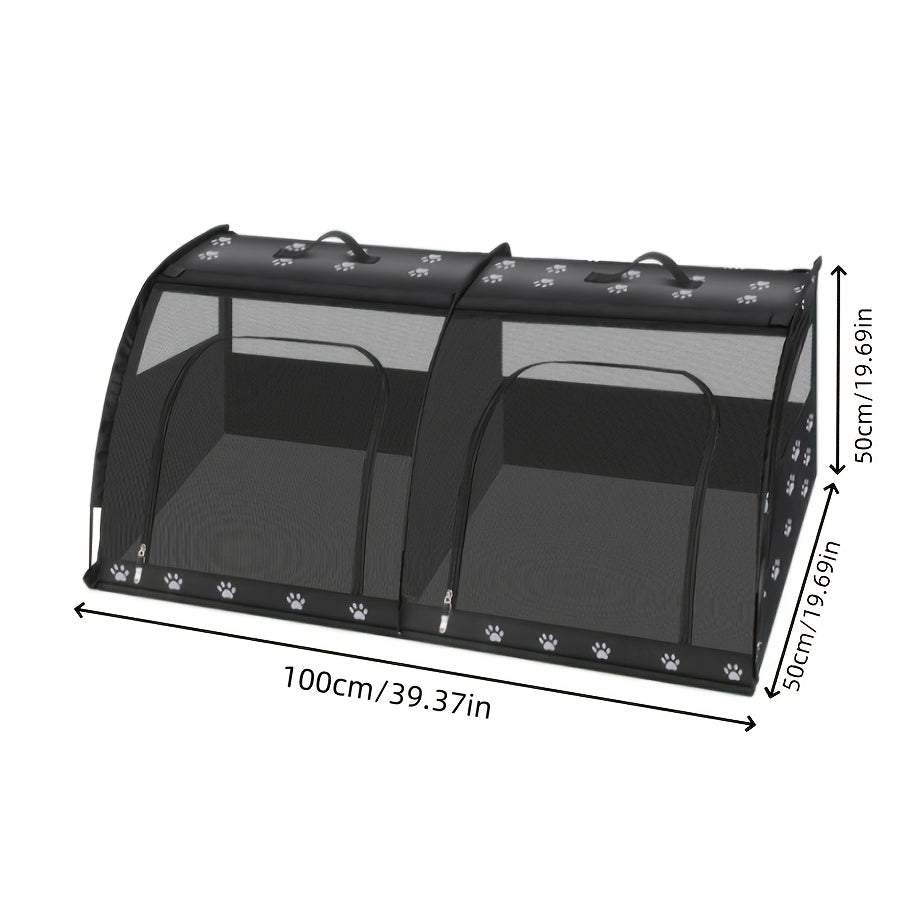 1 قطعة صندوق سفر محمول للكلاب مع شبكة تهوية، مثالي للاستخدام الداخلي/الخارجي، مثالي لمركز السيارة والصندوق، حامل حيوانات أليفة للسفر | تصميم شبكة تهوية | قماش متين