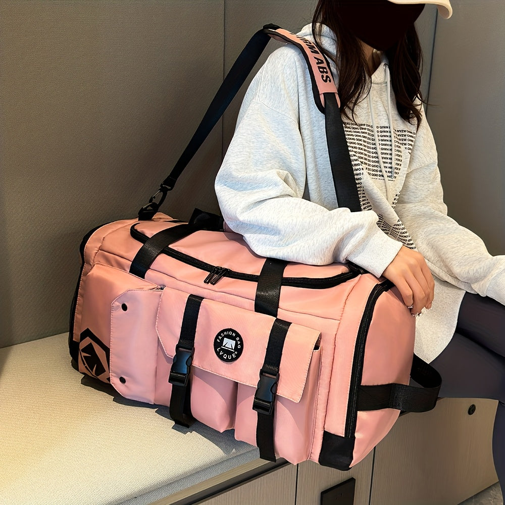 حقيبة سفر إيونوثيم سعة كبيرة - حقيبة نزهة متعددة الأقسام من البوليستر المتين مع أحزمة كتف مبطنة قابلة للتعديل، ألوان متعددة (أخضر عسكري، وردي، أسود) لرحلات العمل والمغامرات الخارجية ومعدات التسلق