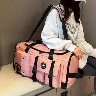 حقيبة سفر إيونوثيم سعة كبيرة - حقيبة نزهة متعددة الأقسام من البوليستر المتين مع أحزمة كتف مبطنة قابلة للتعديل، ألوان متعددة (أخضر عسكري، وردي، أسود) لرحلات العمل والمغامرات الخارجية ومعدات التسلق