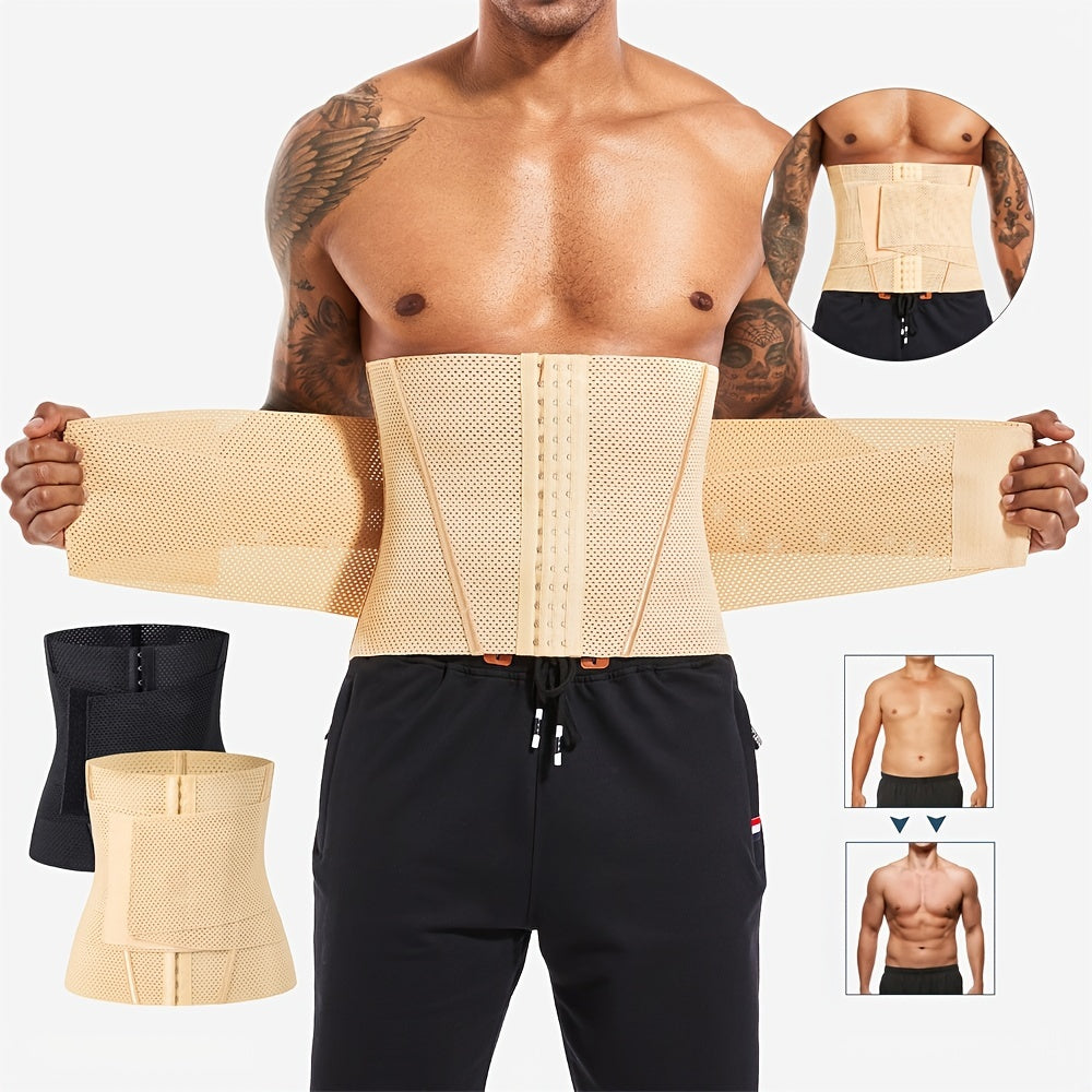 حزام تنحيف وتنشيط للرجال من MIIOW - قابل للتمدد، غير شفاف، سترة بلون سادة للتنحيف والتقوية، المقاسات XS-3XL
