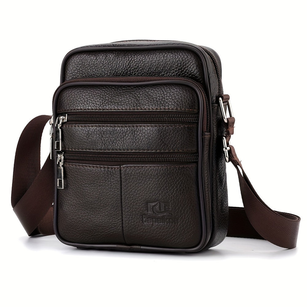 حقيبة كتف رجالية جلدية جديدة طراز عمودي عصرية متعددة الاستخدامات - حقيبة كتف للمكتب والسفر والاستخدام اليومي
