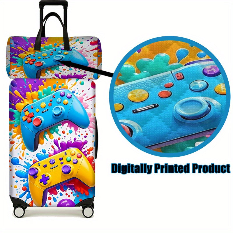 مجموعة حقائب ألعاب ملونة JIT2pcs (1 حقيبة سفر + 1 غطاء حماية للصندوق) ، أغطية حقائب والسفر مع عربات، حقائب سفر للرجال والنساء، ملحقات السفر، أساسيات العطلات الخارجية، مناسبة للسفر للرجال والنساء