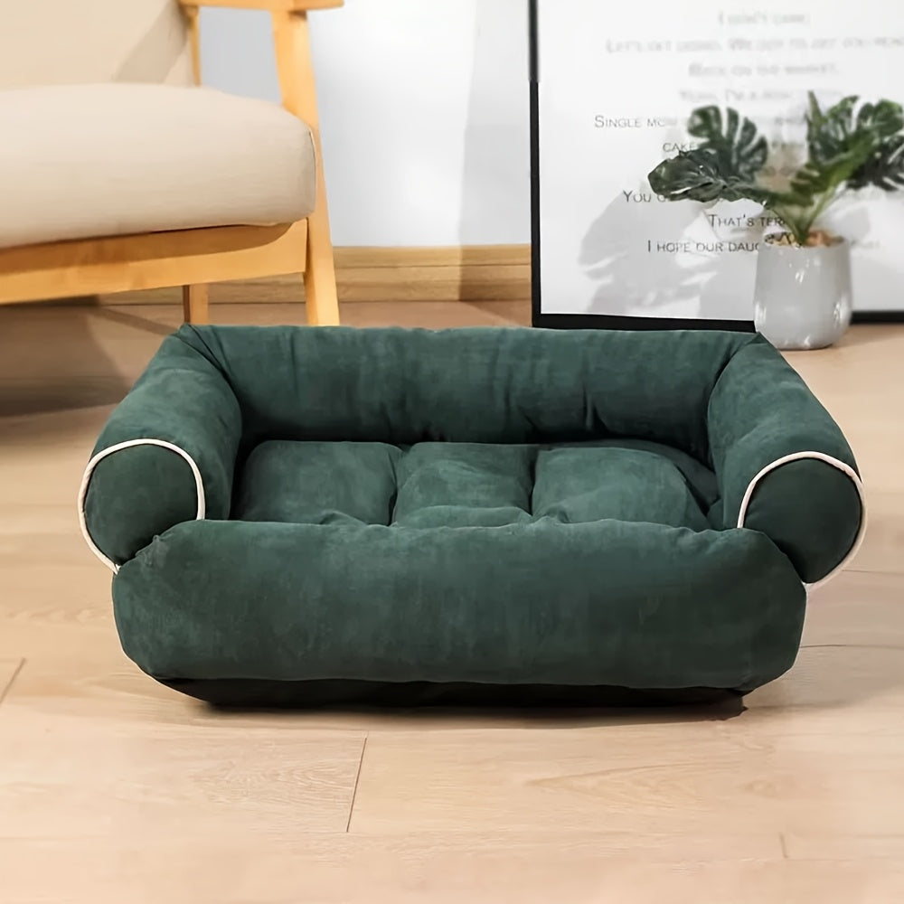 سرير كلب نوم عميق - سرير كلب بوليستر ناعم مع بطانة رغوة من البولي يوريثين، تصميم مريح وغطاء قابل للإزالة لجميع الفصول - يدعم الكلاب الصغيرة إلى الكبيرة، الاستخدام الداخلي/الخارجي، سرير كلب أريكة، أثاث حيوانات أليفة داخلي، أثاث حيوانات أليفة أنيق، أثاث حيو