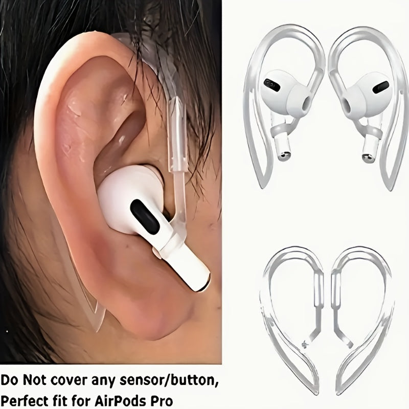 4 قطع من الحافظات الناعمة السيليكونية الشفافة مع خطافات للأذن لسماعات for apple for airpods Pro، لاسلكية