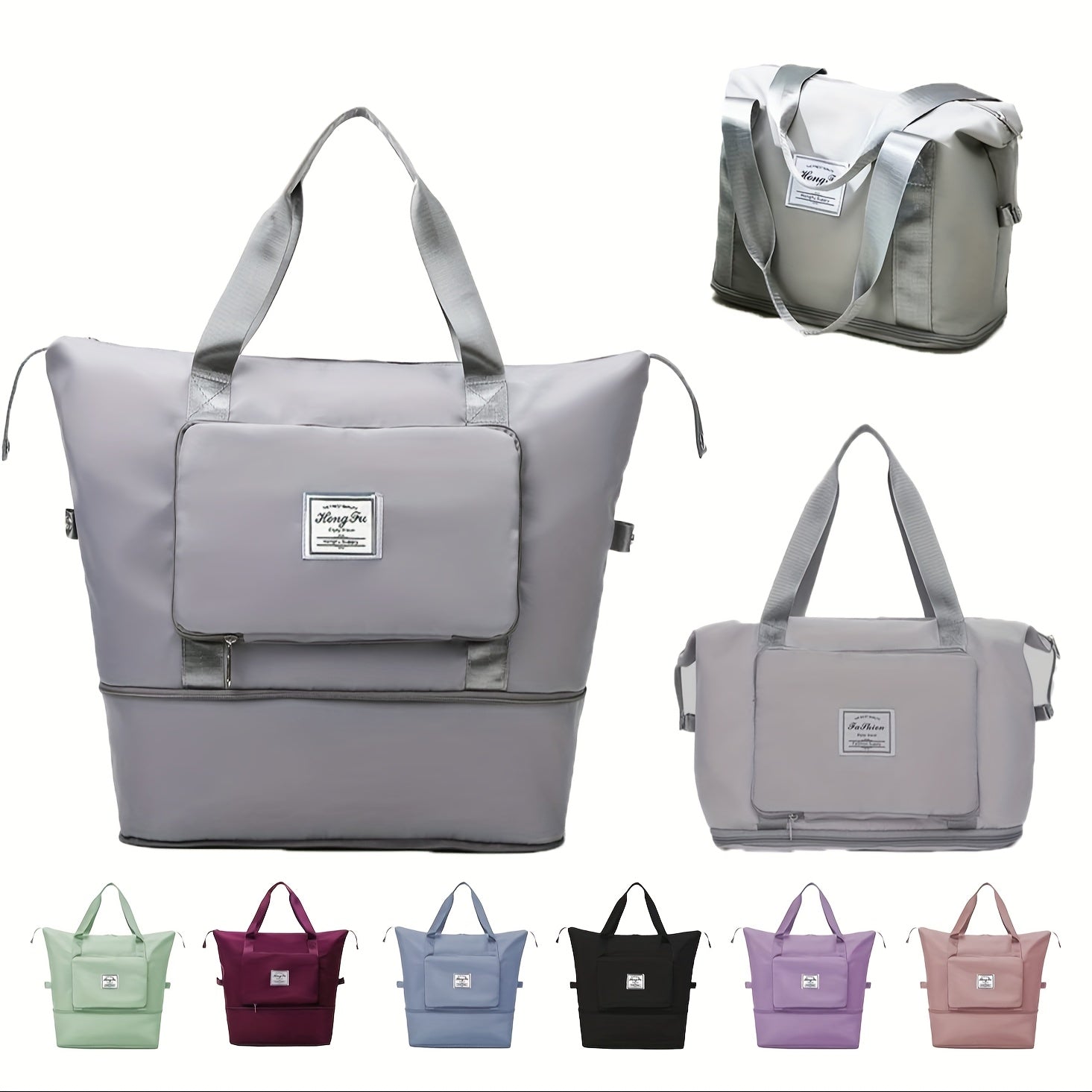 حقيبة سفر دافل من قماش أكسفورد سعة كبيرة، حقيبة سفر قابلة للتوسيع والطي، فاصل جاف ورطب محمول للنساء والرجال