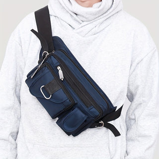 حقيبة خصر عملية متعددة الجيوب من قماش النايلون بلون نقي مقاس واحد للخارجية والترفيه، حقيبة تخزين متعددة الطبقات للكتف الواحد، حقيبة كروس للرياضة والجري، حقيبة ظهر صدرية عصرية للعطلات والسفر والأعمال، حقيبة ظهر عالمية متعددة المشاهد للأب