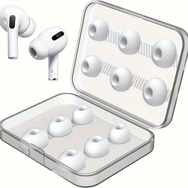 سماعات بديلة لـ AirPods Pro/لـ الجيل الثاني من AirPods مع فتحات تقليل الضوضاء، أطراف سيليكون للأذن، تشمل حقيبة تخزين محمولة S/M/L