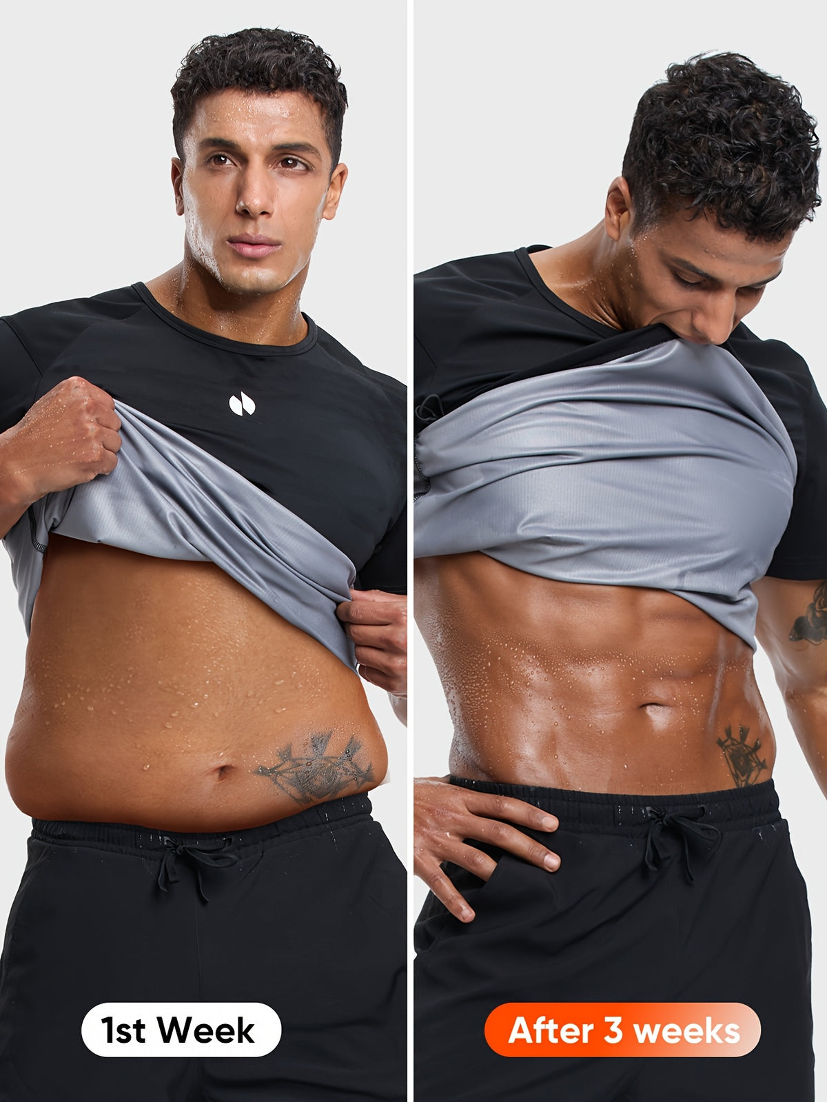 قميص تشكيل الجسم للرجال من HOTSUIT - مطاطي عالي، أكمام قصيرة، رقبة طاقمية، بدون حزام، مثالي للجري والتدريب، ملابس رياضية عالية الأداء | قميص قابل للتعديل | بناء مطاطي، معدات صالة الألعاب الرياضية الأساسية