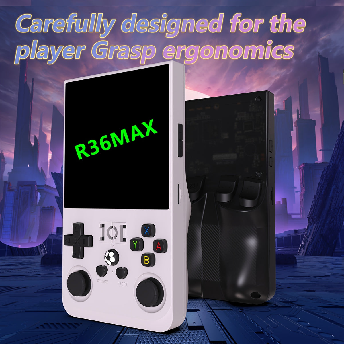 جهاز ألعاب محمول ريترو R36MAX - شاشة IPS 4.0 بوصة، بطارية قابلة لإعادة الشحن بسعة 4000 مللي أمبير/ساعة، شحن USB، تصميم مريح - الألعاب الكلاسيكية برسومات حديثة - هدية مثالية للاعبين (أسود/أبيض/أزرق/رمادي/أحمر)، ألعاب عادية، جهاز يسترجع الذكريات، شاشة عالية