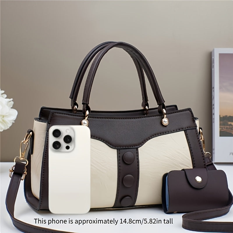 حقيبة نسائية 2025 بتصميم هندسي رجعي مع حزام قابل للفصل وتفاصيل مطرزة - توت، إغلاق بسحاب، بطانة بوليستر، متعددة الاستخدامات لكل الفصول، هدية مثالية للأم (ألوان متعددة)، إكسسوار سفر، أناقة كلاسيكية، تفاصيل عصرية، موضة النساء