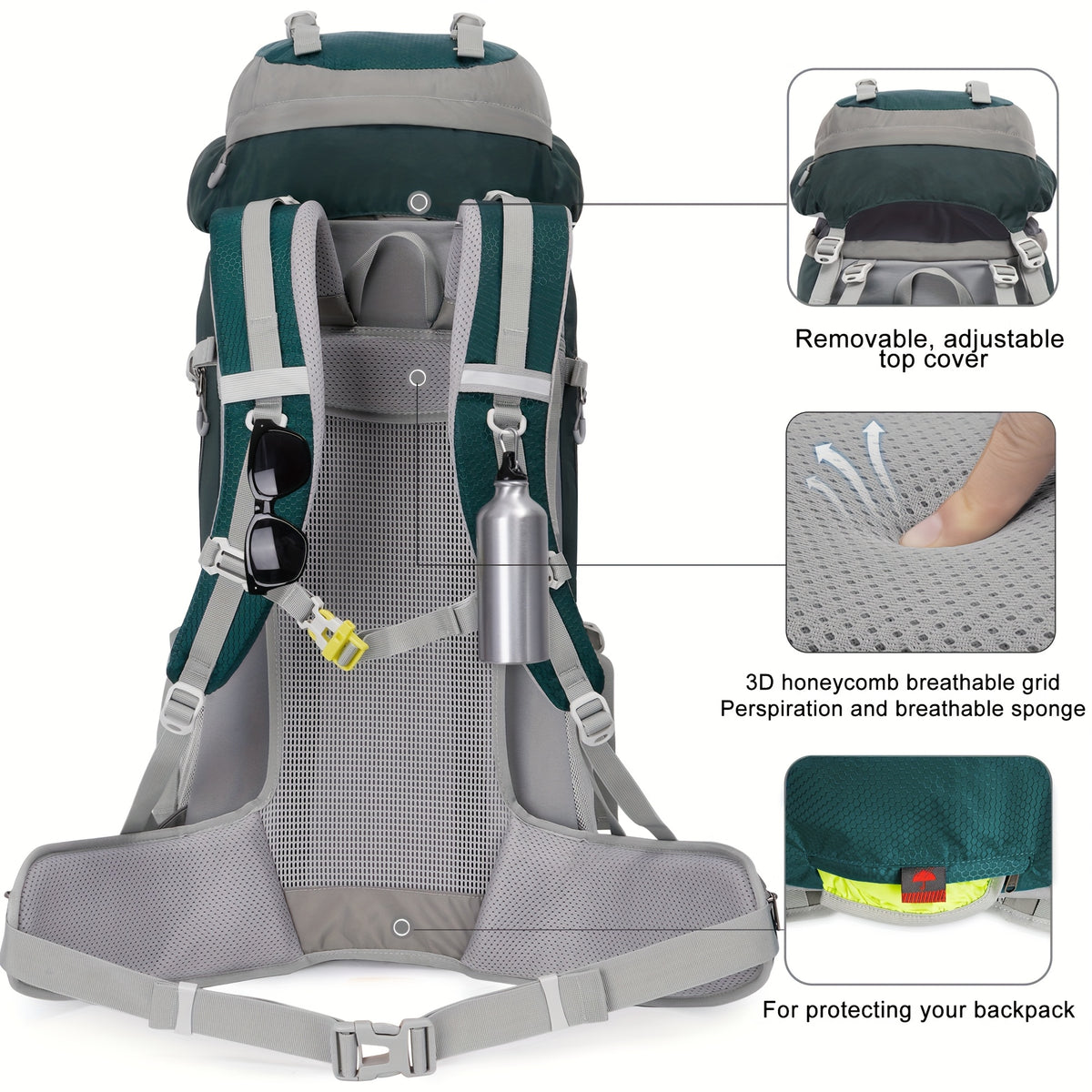 حقيبة ظهر NEVO RHINO 55L/70L بإطار داخلي - خفيفة الوزن، مثالية للتخييم والمشي لمسافات طويلة ومغامرات خارجية