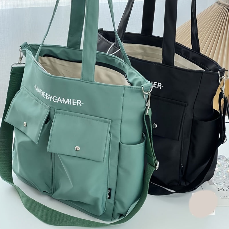 تصميم أصلي متعدد الجيوب، محمول، سعة كبيرة جدًا، حقيبة نايلون سميك، كاجوال، فنية، للطلاب، بسيطة، على الكتف أو عبر الجسم