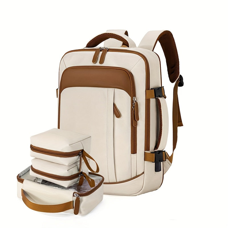 مجموعة من أربع حقائب ظهر قابلة للتوسيع للاستخدام اليومي، حقيبة ظهر للابتوب من النايلون، حقيبة ظهر كاجوال بسيطة لكلا الجنسين، حقيبة لابتوب خفيفة الوزن، مناسبة للسفر، الرحلات التجارية، التنقل، المدرسة، إلخ