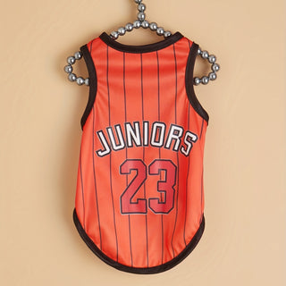 1 سترة تنفس للحيوانات الأليفة برسمة "جونيورز" جذابة باللون البرتقالي والأسود - بوليستر خفيف، تصميم سهل السحب للكلاب والقطط بجميع الأحجام - مثالية لحفلات الصيف، ملابس الحيوانات الأليفة