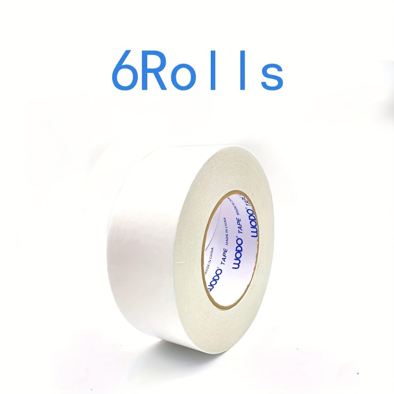 6 قطع شريط لاصق ذو وجهين، عرض 50 مم، شريط لاصق للمكتب من المطاط الصناعي عريض