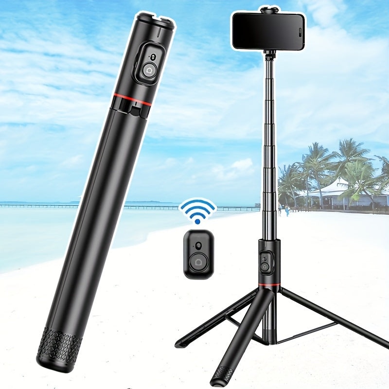 HKXYK عصا سيلفي من سبائك الألومنيوم بطول 182.88 سم مع حامل ثلاثي - محمول، خفيف الوزن وقابل للتوسيع - متوافق مع أجهزة iOS وAndroid للفيديو اليومي، البث المباشر، السفر والمغامرات الخارجية - يشمل حامل حذاء بارد وإكسسوارات، أسود، HKXYK