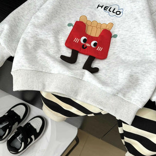 خريف children's three-dimensional cartoon doll cotton sweater طقم korean foreign ستايل two-piece clothing for أولاد 3-9 years