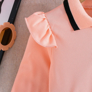 خريف أميرة ستايل baby بنت فستان pink polo collar بليسيه floral فستان for party children's wear