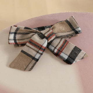 خريف شتاء female baby كاجوال outfit أكمام طويلة توب with ruffled bow classic plaid جيب hair band solid pattern ستايل