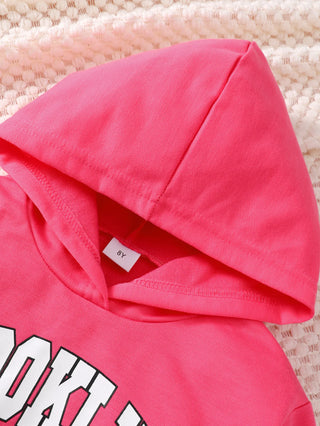 خريف and شتاء بنات' أكمام طويلةd letter printed hooded sweatshirt أكمام طويلةd three piece طقم