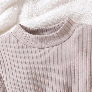 خريف and شتاء جديد بنات بدلة solid color wool sweater with طويل-sleeved توب and leather جيب three-piece بدلة