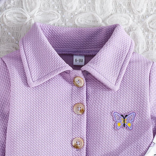 baby بنت's ربيع خريف gentle purple dream wind بدلة solid color coat butterfly floral printed daily boutique جديد 2 pieces