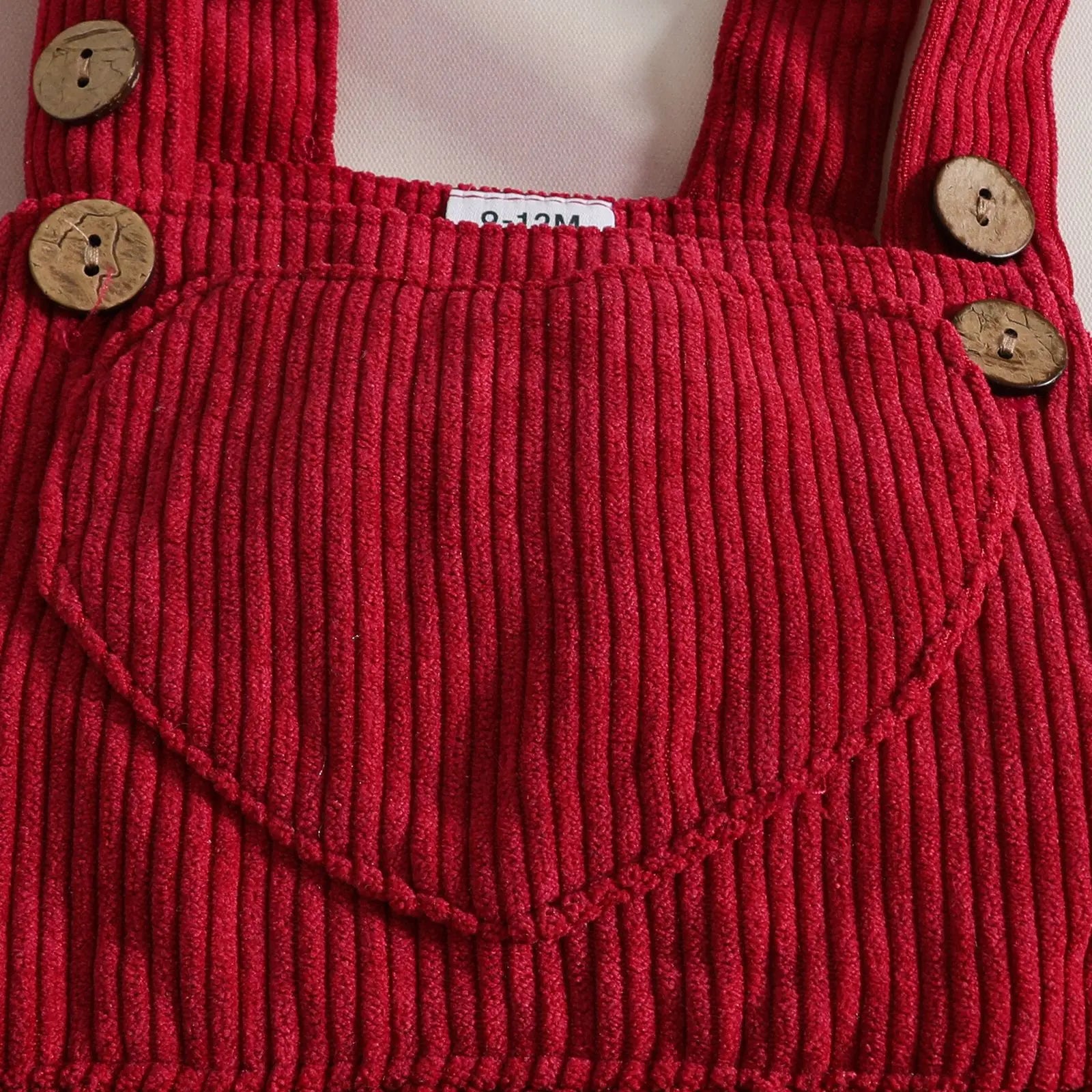 baby بنات' خريف three-piece clothing طقم أكمام طويلة love triangle harper corduroy strap جيب hair belt طقم