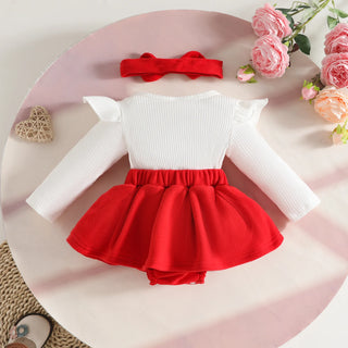 baby بنات' three-dimensional floral climbing أكمام طويلة outfit cute cotton clothing snap button hair band for infants