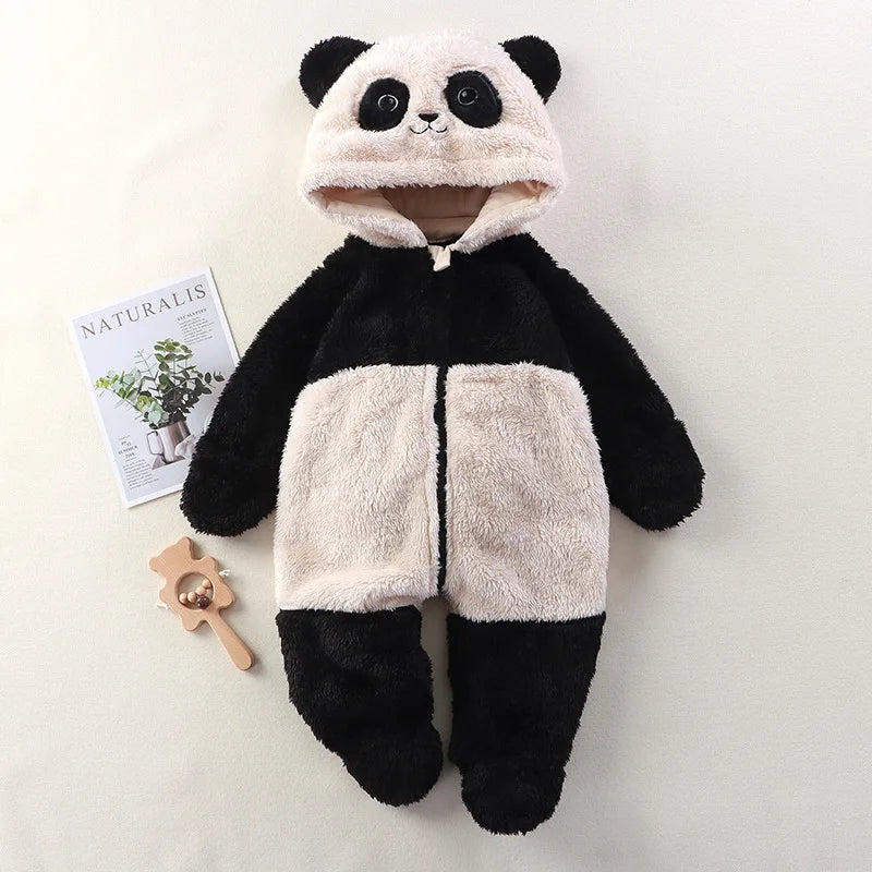 baby home onesie خريف and شتاء baby cute cartoon panda rabbit bear onesie go out plush overalls