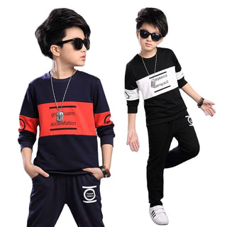 أولاد كاجوال print طقم قطعتين طويل-sleeved t-shirt and pants for ربيع وخريف children's cotton clothing