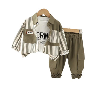 أولاد كاجوال ربيع خريف بدلة جديد baby clothes vertical shirt three-piece طقم for 1-3 years old5 baby children's clothing