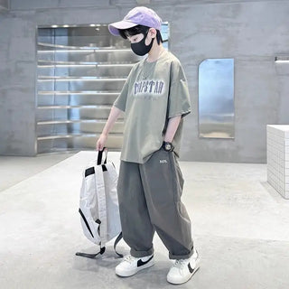 أولاد' أكمام قصيرةd pants طقم صيف خفيف edition موضة 2025 جديد zhongda children's clothing sportswear صيف edition