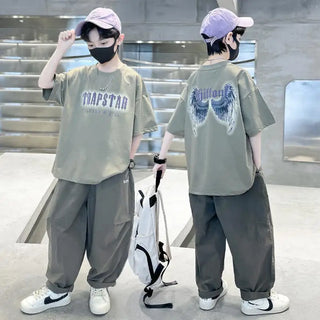 أولاد' أكمام قصيرةd pants طقم صيف خفيف edition موضة 2025 جديد zhongda children's clothing sportswear صيف edition