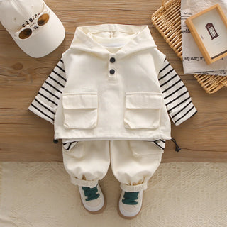 أولاد' ربيع وخريف clothing طقم موضة 2025 جديد ستايل ربيع وخريف handsome workwear 3-piece فيست طقم