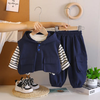 أولاد' ربيع وخريف clothing طقم موضة 2025 جديد ستايل ربيع وخريف handsome workwear 3-piece فيست طقم