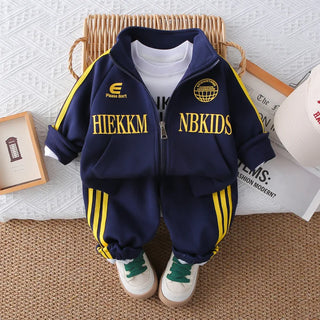 أولاد' ربيع وخريف طقم جديد ستايل children's ربيع وخريف أكمام طويلةd coat t-shirt pants 3-piece طقم
