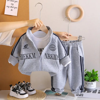 أولاد' ربيع وخريف طقم جديد ستايل children's ربيع وخريف أكمام طويلةd coat t-shirt pants 3-piece طقم