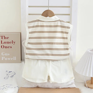 أولاد' صيف outfit طقم، stylish baby صيف clothes، baby بدون أكمام polo shirt طقم قطعتين