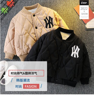 أولاد شتاء thickened baseball jacket small and medium children cotton coat with طويل length warm feature for أطفال